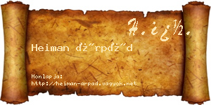 Heiman Árpád névjegykártya