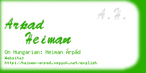 arpad heiman business card